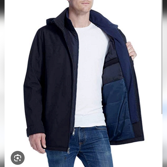 Weatherproof Men's ultra tech Fleece Bib Jacket Black/ Blue Nwt - Picture 3 of 4
